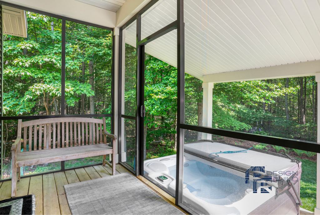 West Michigan Lakeshore covered porch with hot tub